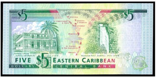 Alternative view of BILLETE; ESTADOS CARIBEÑOS (SAINT VINCENT) 5 DOLARES (1994)