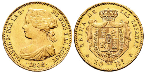 ISABEL II  10 ESCUDOS 1868*18-68 MADRID