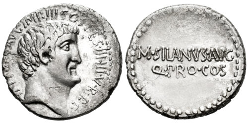 MARCO ANTONIO Y M.JUNIUS SILANUS (DENARIO) 33 a.C.