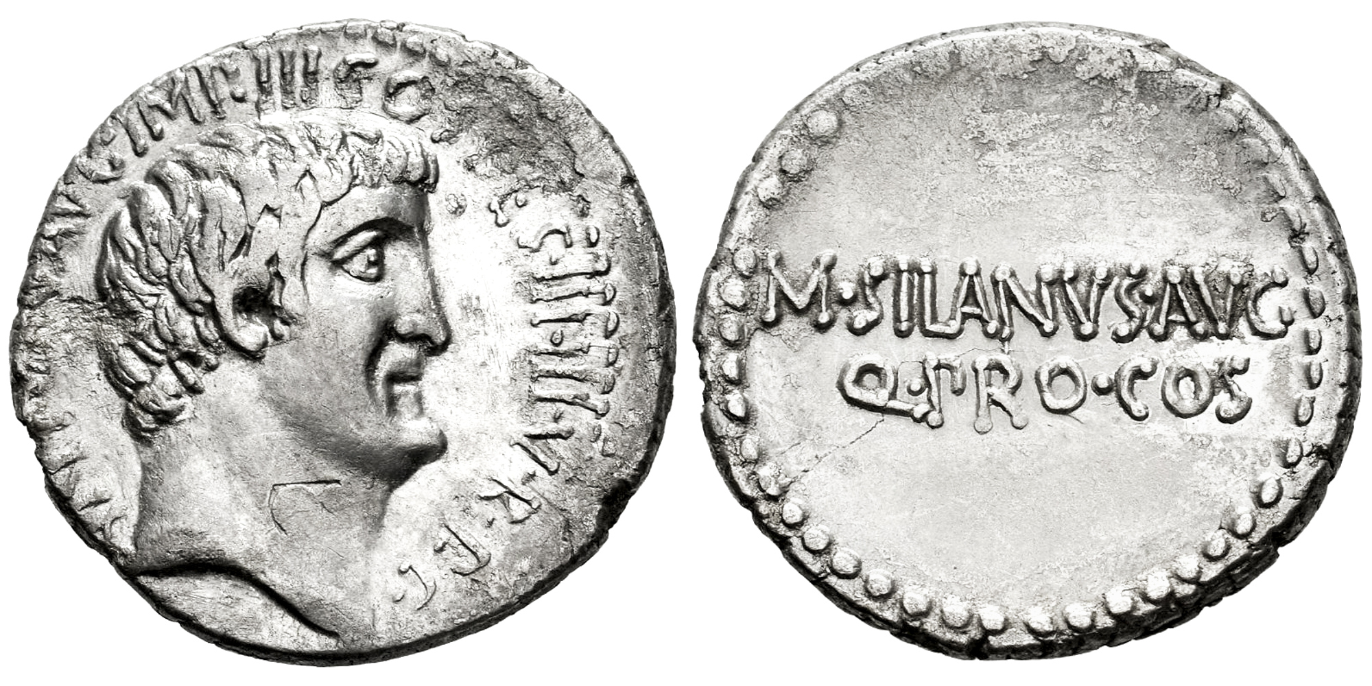 MARCO ANTONIO Y M.JUNIUS SILANUS (DENARIO) 33 a.C.