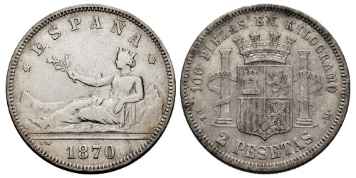 GOBIERNO PROVISIONAL 2 PESETAS 1870*75