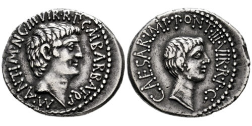 MARCO ANTONIO Y AUGUSTO (DENARIO) 41 a.C.