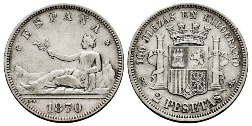 GOBIERNO PROVISIONAL 2 PESETAS 1870*70