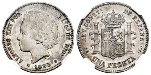 ALFONSO XIII  1 PESETA 1893 - Imagen 2