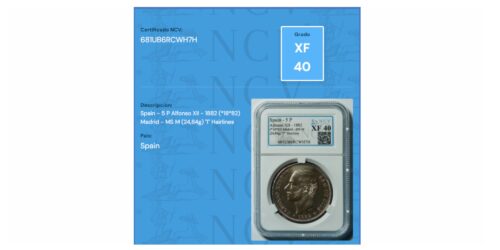 Alternative view of ALFONSO XII  5 PESETAS 1882