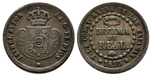 ISABEL II  DECIMA DE REAL 1853 SEGOVIA