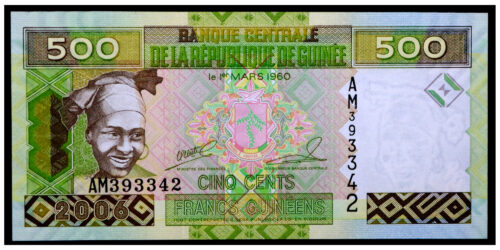 BILLETE; GUINEA 500 FRANCOS 2006