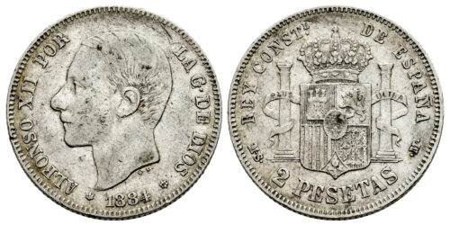 ALFONSO XII  2 PESETAS 1884