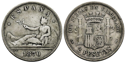 GOBIERNO PROVISIONAL 2 PESETAS 1870*70
