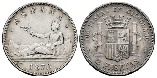 GOBIERNO PROVISIONAL 2 PESETAS 1870*75