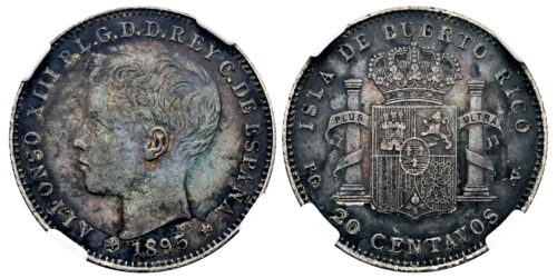 ALFONSO XIII  20 CENTAVOS 1895 PUERTO RICO