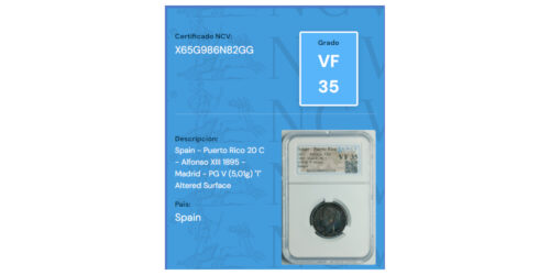 Alternative view of ALFONSO XIII  20 CENTAVOS 1895 PUERTO RICO