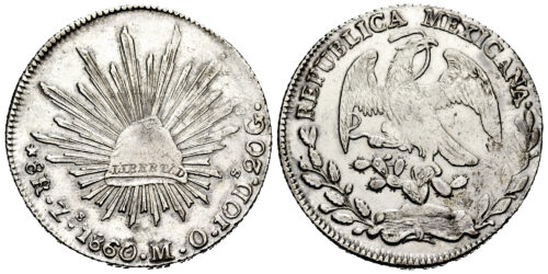 MEXICO 8 REALES 1860/59 ZACATECAS MO