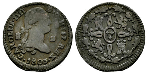 CARLOS IV  2 MARAVEDIS 1802 SEGOVIA