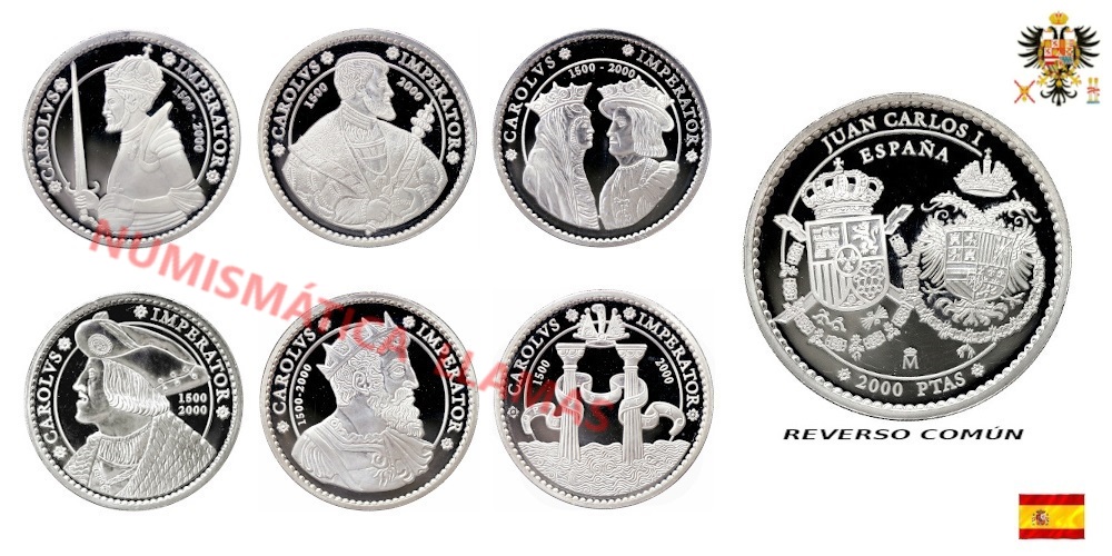 ESPAÑA ESTUCHE COMPLETO PLATA Y ORO 2000 CARLOS V EMPERADOR - Imagen 3