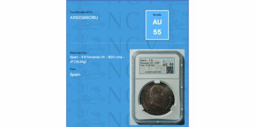 FERNANDO VII  8 REALES 1820 LIMA JP - Imagen 2