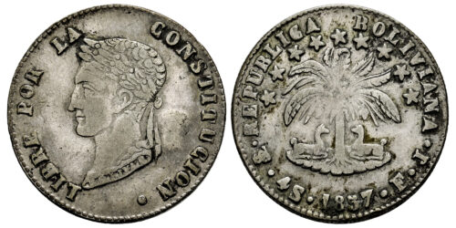 BOLIVIA 4 SOLES 1857 POTOSI