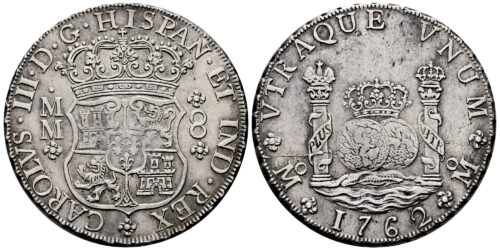 CARLOS III  8 REALES 1762 MEXICO MM
