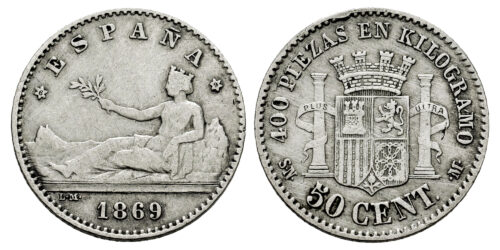 GOBIERNO PROVISIONAL 50 CENTIMOS 1869