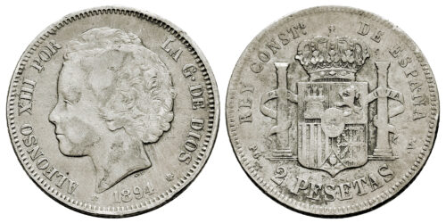 ALFONSO XIII  2 PESETAS 1894