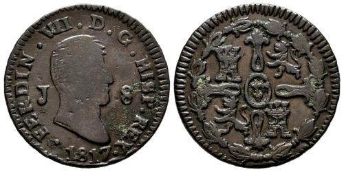 FERNANDO VII  8 MARAVEDIS 1817 JUBIA