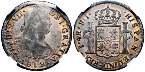 Alternative view of FERNANDO VII  4 REALES 1812 SANTIAGO FJ