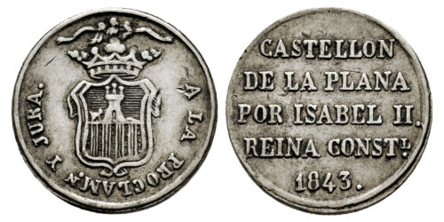 ISABEL II  PROCLAMACION EN CASTELLON 1843 MAYORIA DE EDAD