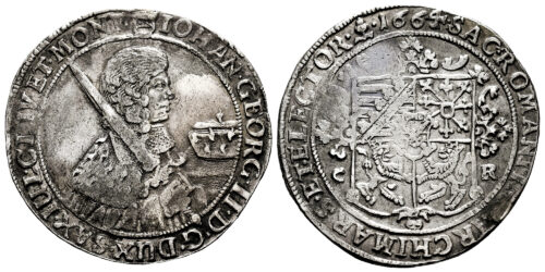 ALEMANIA (ESTADO DE SAJONIA) 1/2 THALER 1664  JUAN JORGE II