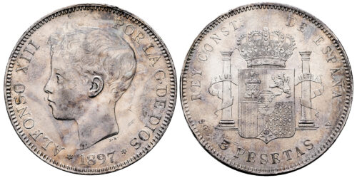 ALFONSO XIII  5 PESETAS 1897