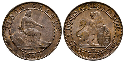 GOBIERNO PROVISIONAL 5 CENTIMOS 1870