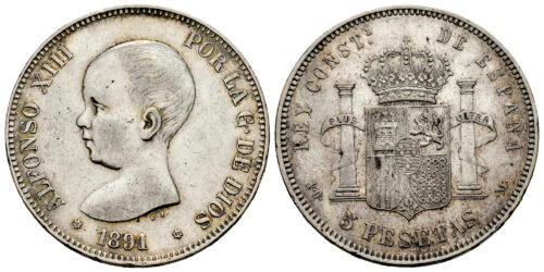 ALFONSO XIII  5 PESETAS 1891