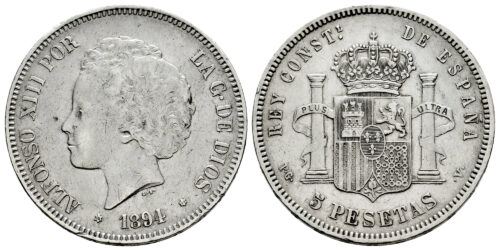 ALFONSO XIII  5 PESETAS 1894
