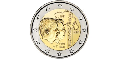Alternative view of 2 EUROS BELGICA 2021 CENTENARIO DE LA UNION ECONOMICA BELGA-LUXEMBURGUESA