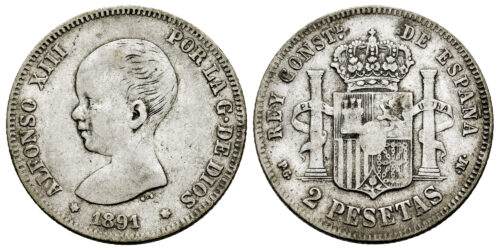 ALFONSO XIII  2 PESETAS 1891
