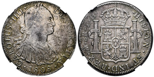 Alternative view of CARLOS IV  8 REALES 1808 MEXICO TH