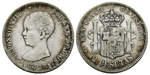 ALFONSO XIII  2 PESETAS 1892