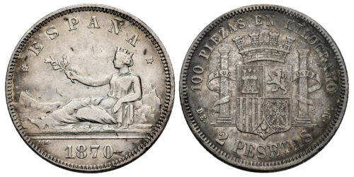 GOBIERNO PROVISIONAL 2 PESETAS 1870*74