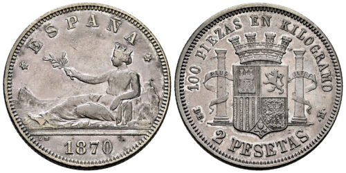 GOBIERNO PROVISIONAL 2 PESETAS 1870*73