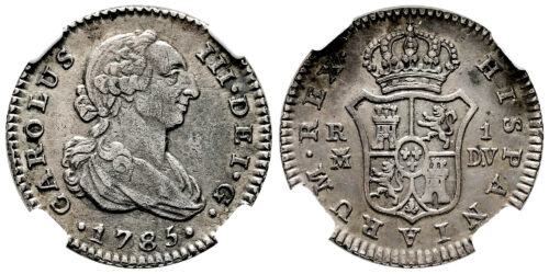 Alternative view of CARLOS III  1 REAL 1785 MADRID DV