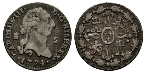CARLOS III  2 MARAVEDIS 1774 SEGOVIA