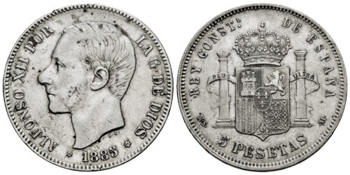 ALFONSO XII  5 PESETAS 1885*18-86