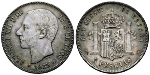 ALFONSO XII  5 PESETAS 1885*18-87 MSM