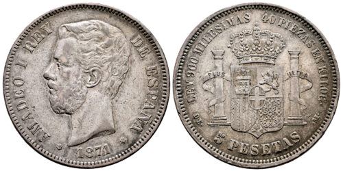 AMADEO I  5 PESETAS 1871*18-75