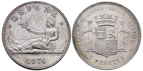 GOBIERNO PROVISIONAL 5 PESETAS 1870