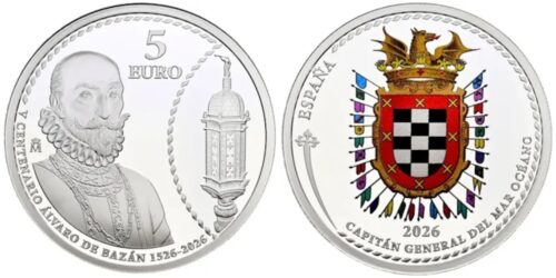 Alternative view of ESPAÑA 5 EUROS 2026  V CENTENARIO DE ALVARO DE BAZAN