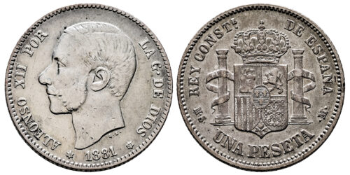 ALFONSO XII  1 PESETA 1881