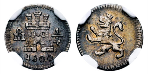 Alternative view of CARLOS IV  1/4 REAL 1800 MEXICO