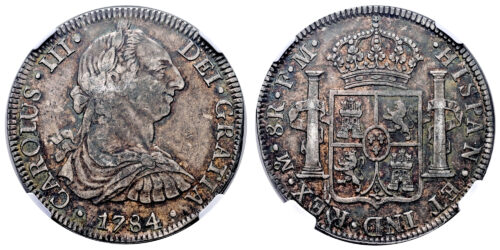 Alternative view of CARLOS III  8 REALES 1784 MEXICO FM
