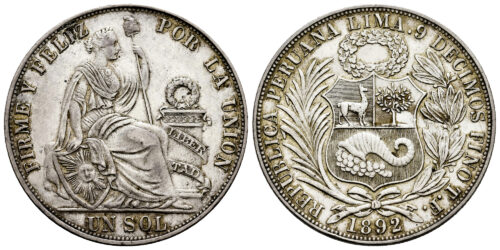 PERU 1 SOL 1892 LIMA TF