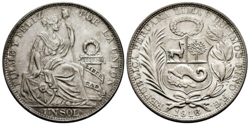 PERU 1 SOL 1916 LIMA FG